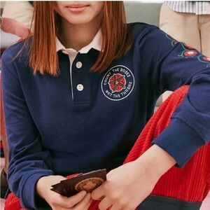Rowing Blazers Long Sleeve Rose Print Rugby Polo